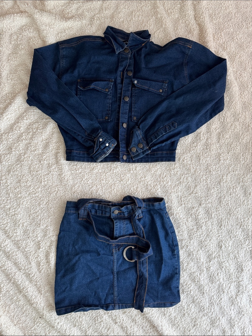 PrettyLittleThing Dark Blue Denim Pencil Skirt with Belt